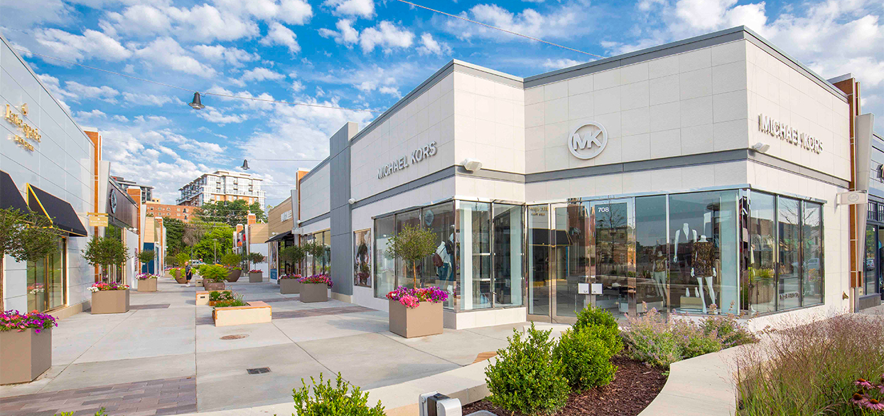 Michael Kors clothing store, outdoor planters, walkways for the Hilldale mall in Madison, WI, built by Tri-North Builders