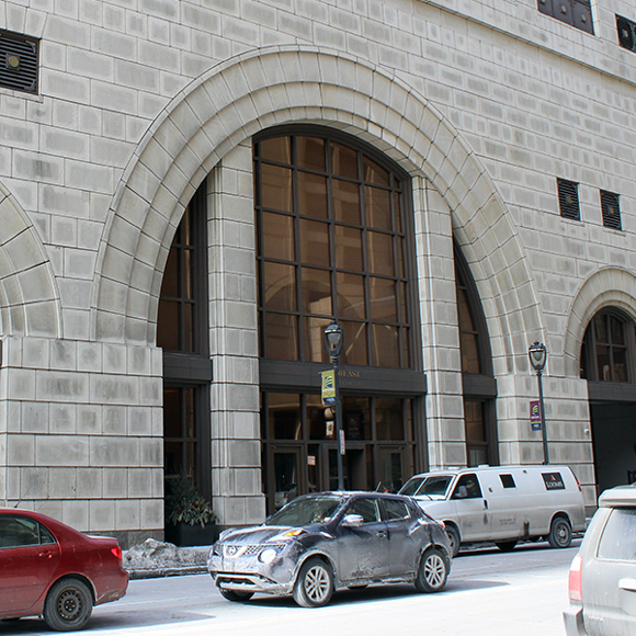 Front door of the Tri-North Builders project at the Marcus Corporation Headquarters in Milwaukee, WI.