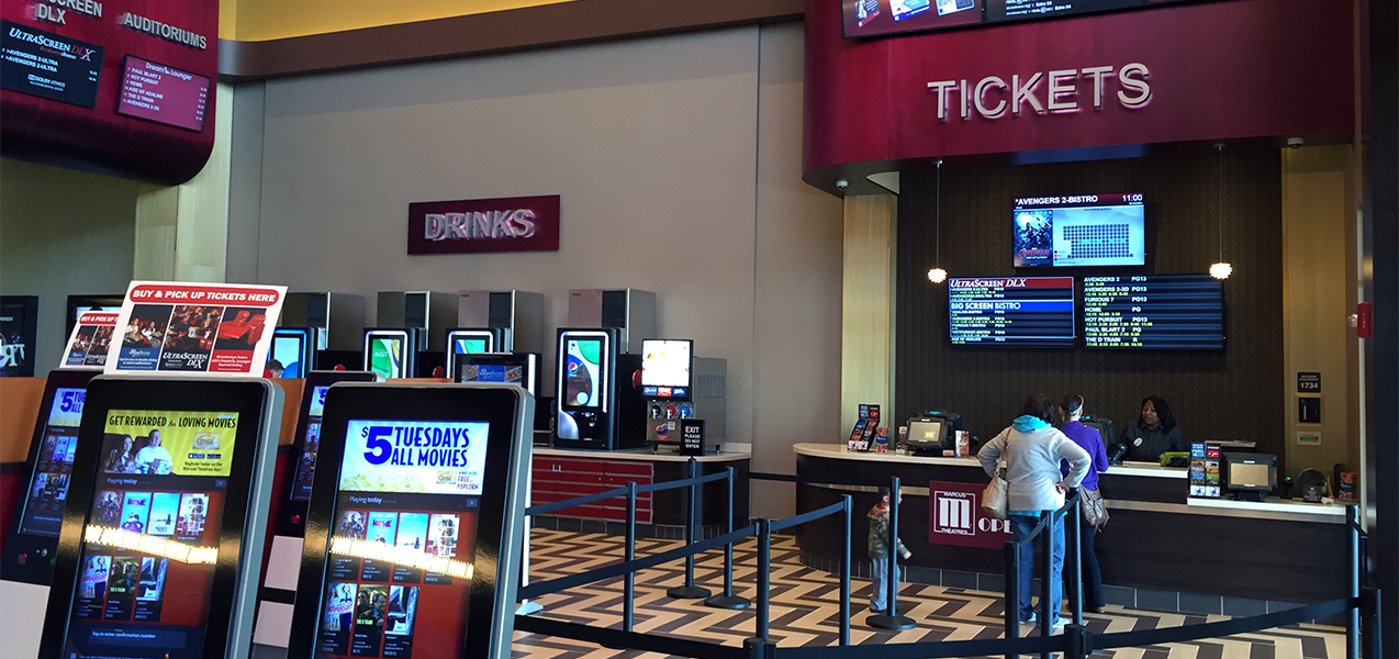 Ticketing area for the Palace Cinema, remodeled by Tri-North Builders construction company.