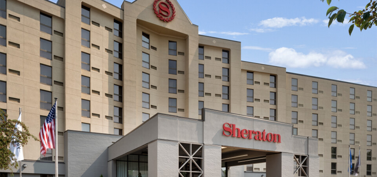 Front of building at the Sheraton Madison Hotel as remodeled by Tri-North Builders construction.