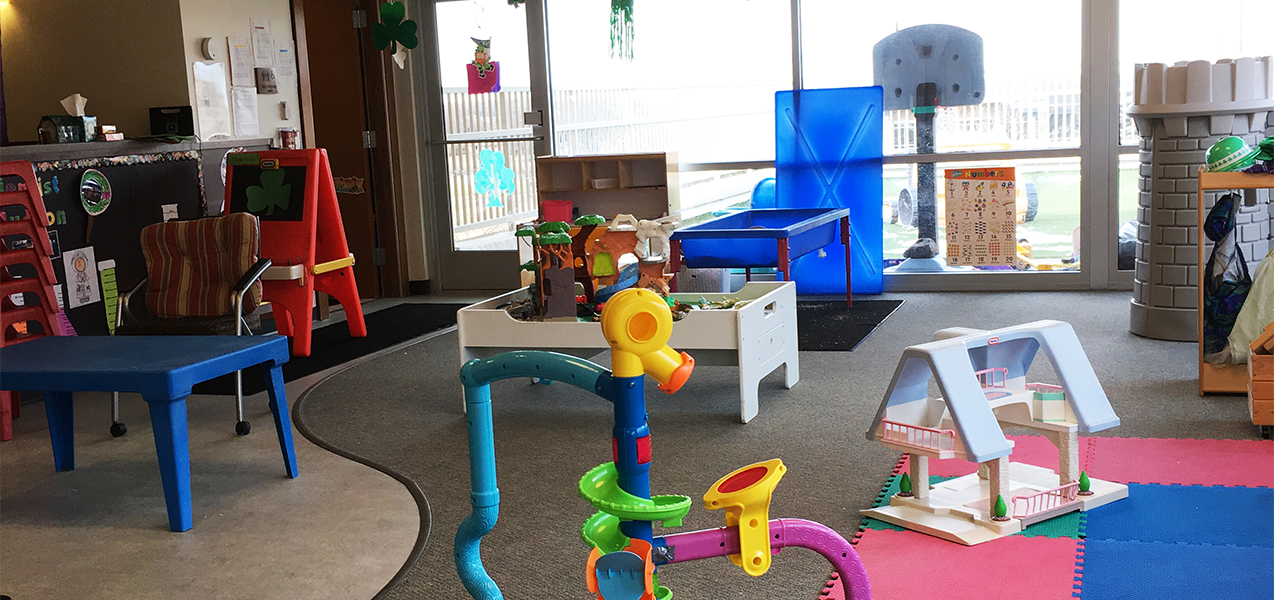 Child care area with toys inside the Tri-North Builders headquarters in Fitchburg, WI.