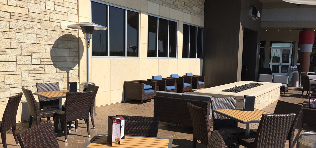 Outdoor patio and seating area of the Take Five Lounge in Madison, WI, a Tri-North Builders project.