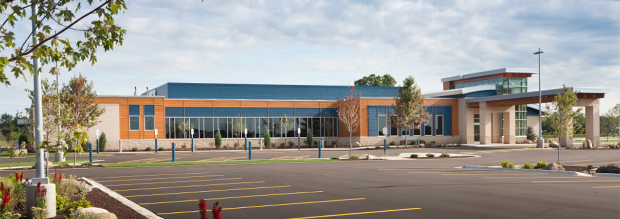 The Tri-North Builders project showing the entire front of the Unity Point Meriter Deforest DeForest Clinic in Wisconsin.