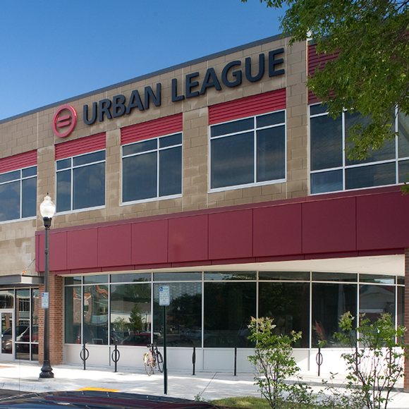 Madison, WI, Urban League front door, a Tri-North Construction project.